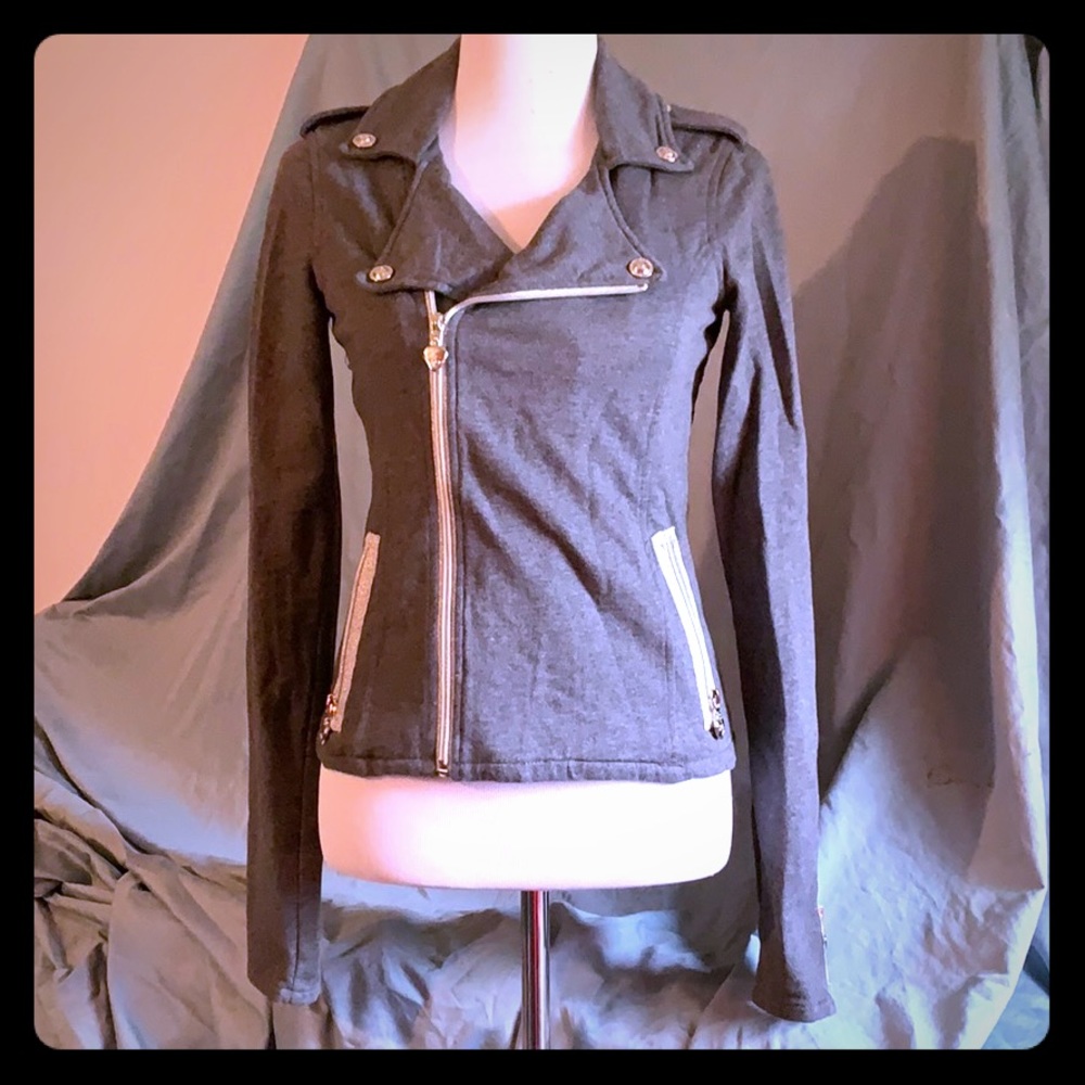 Twisted heart zip knit moto